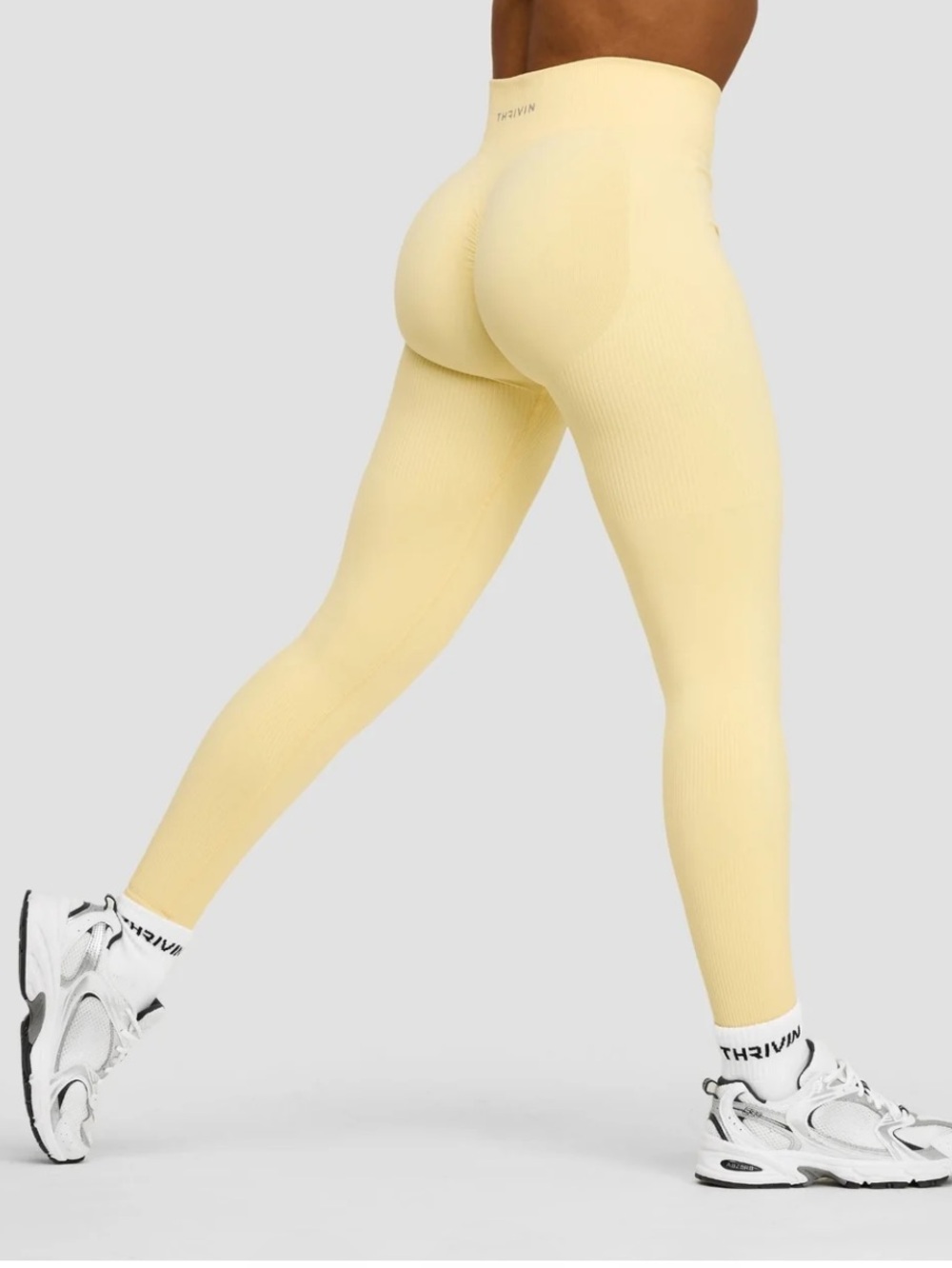 Thrivin Elevate Sculpting Leggings XS Yellow High Waist Compression Workout